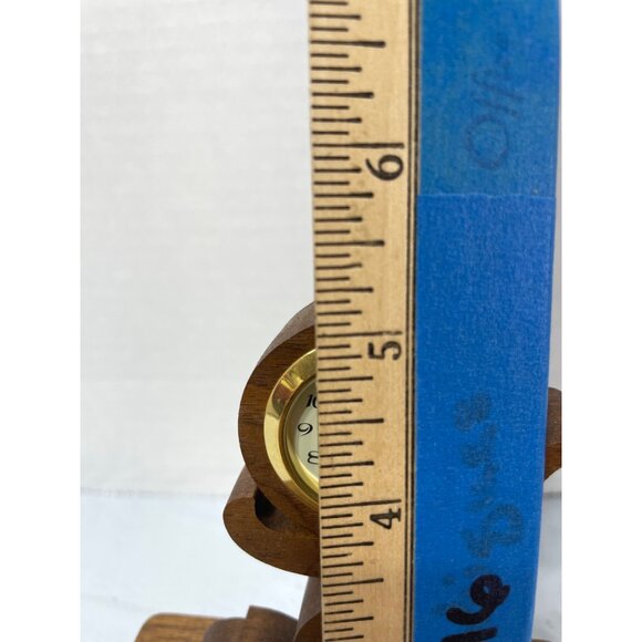 Handcrafted Wooden Desk Clock With Gold-Tone Trim & Elegant Swirl Design - Picture 4 of 5